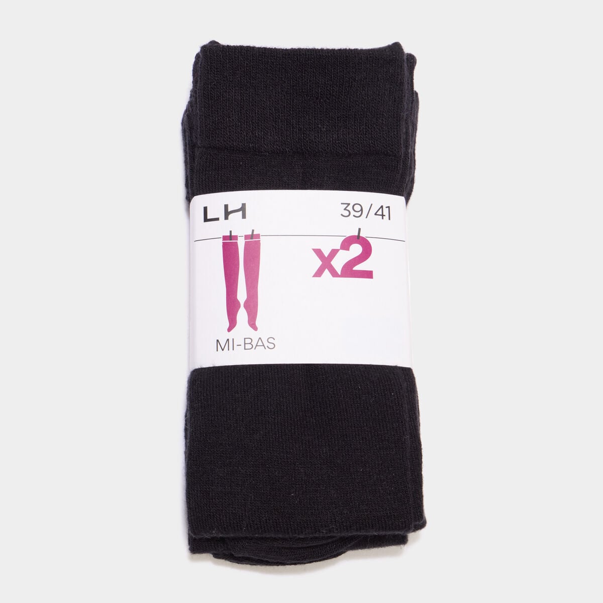 Lot de 2 mi-bas opaques noir femme