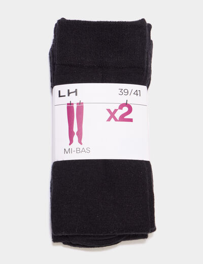 Lot de 2 mi-bas opaques noir femme