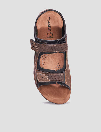 Sandales à scratchs marron homme