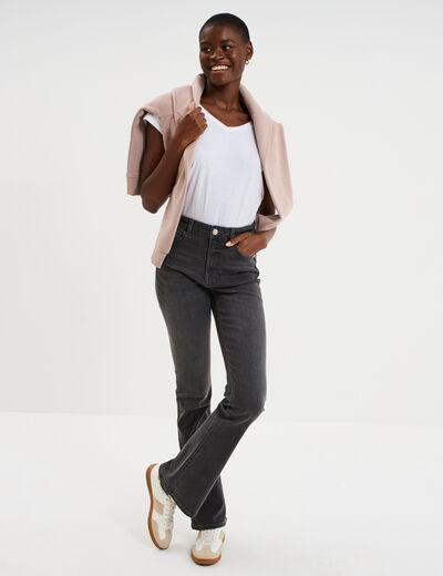 Jeans flare 5 poches denim gris femme