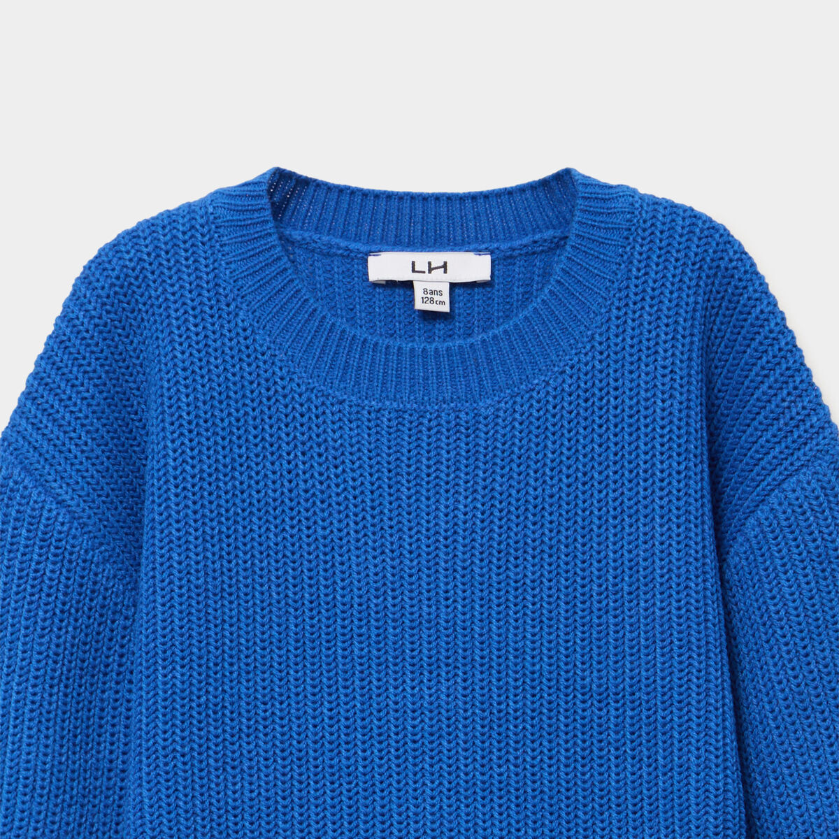 Pull col rond manches longues bleu roi gar&ccedil;on