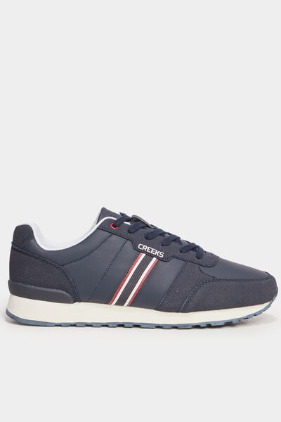 Baskets running &agrave; lacets bleu marine homme