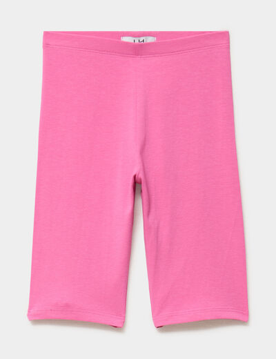 Short cycliste coton taille &eacute;lastiqu&eacute;e rose fushia fille
