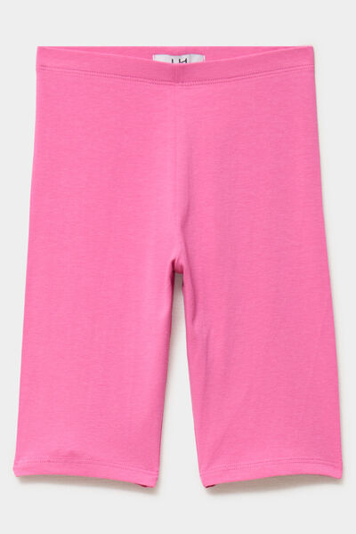 Short cycliste coton taille &eacute;lastiqu&eacute;e rose fushia fille
