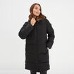 Doudoune longue à capuche noir femme