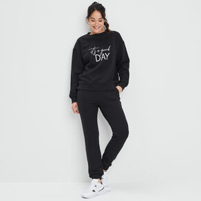 Pantalon jogging slim taille élastiquée noir femme