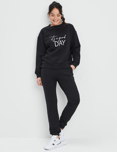 Pantalon jogging slim taille élastiquée noir femme