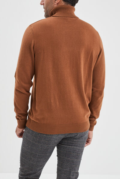 Pull avec col roulé camel homme