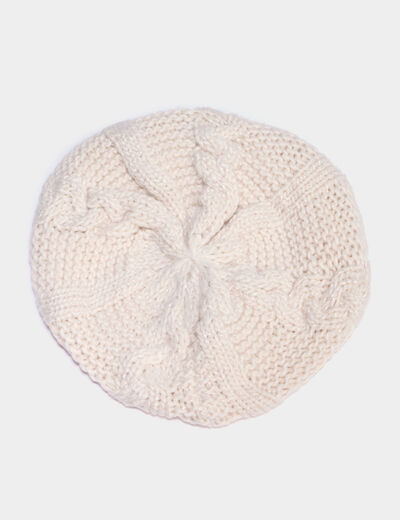Béret tricoté avec torsades sable femme