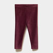 Legging effet velours c&ocirc;tel&eacute; violet fonc&eacute; b&eacute;b&eacute; fille