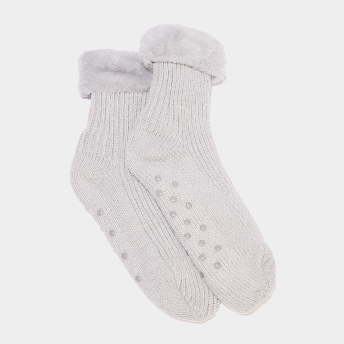 Chaussettes D'intérieur Fourrées, Antidérapante Noir Isotoner