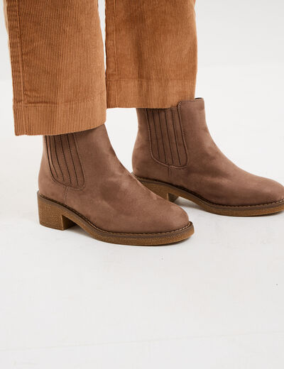 Boots chelsea talons 4 cm taupe femme