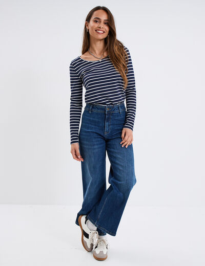 Haut marinière manches longues bleu marine femme