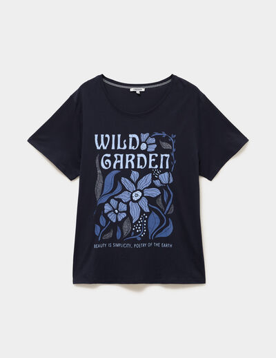T-shirt manches courtes col rond coton bleu marine femme grande taille