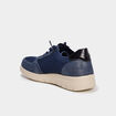 Tennis basses &agrave; lacets pied large bleu marine femme