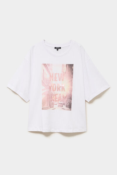 T-shirt oversize manches courtes coton blanc femme grande taille