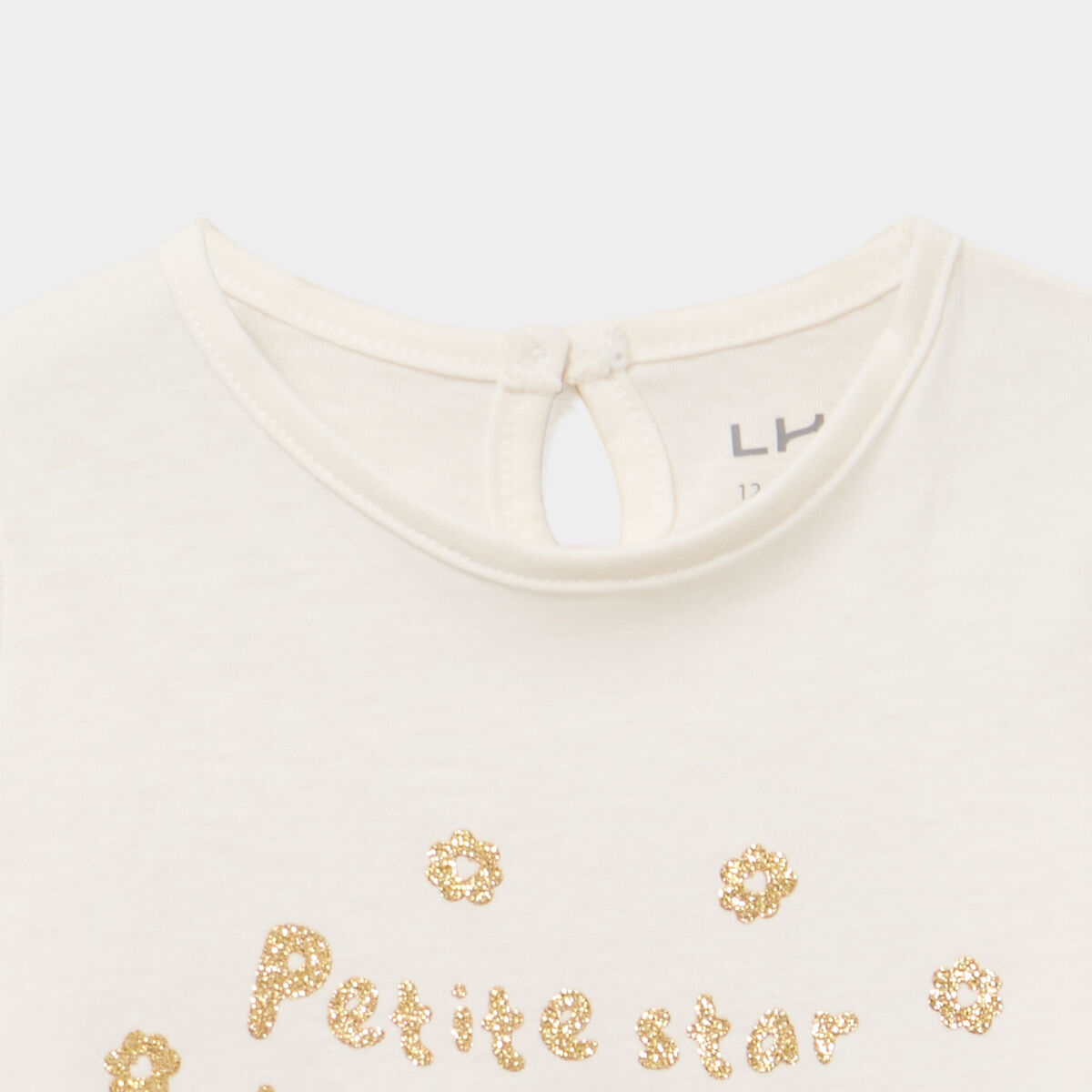 T-shirt manches longues coton blanc b&eacute;b&eacute; fille
