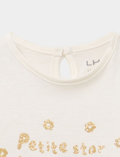 T-shirt manches longues coton blanc b&eacute;b&eacute; fille