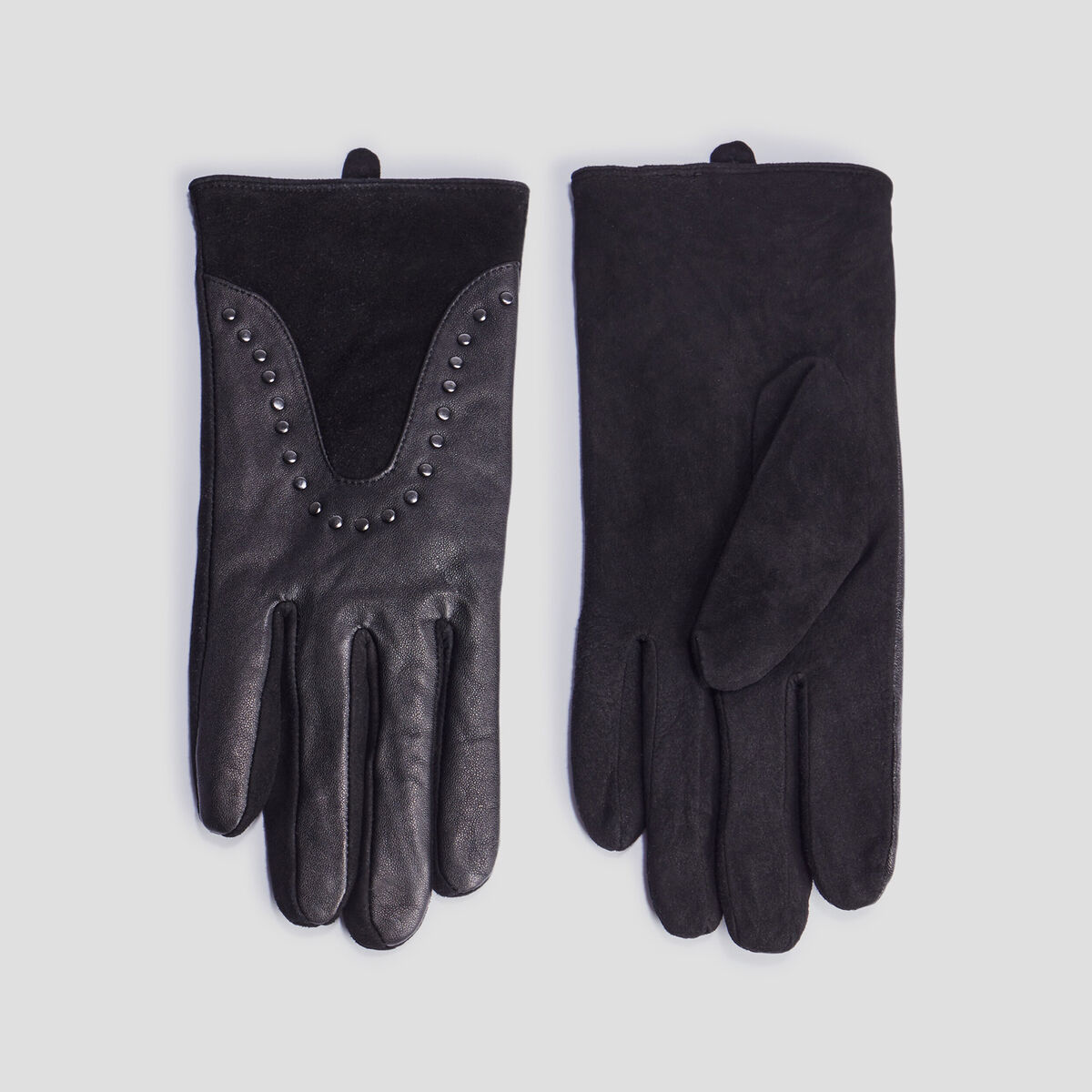 Gants en cuir noir femme