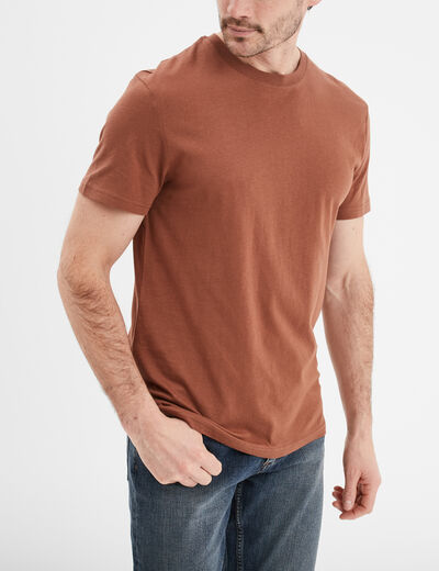 T-shirt en coton manches courtes marron homme