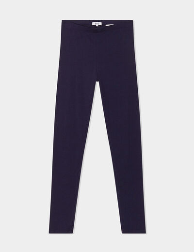 Legging long taille haute bleu marine femme