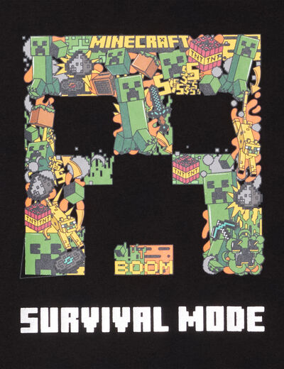 T-shirt manches longues coton Minecraft noir garçon