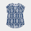 Blouse cr&eacute;pon manches courtes bleu marine femme