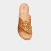 Mules brides croisées en cuir Kickers camel femme