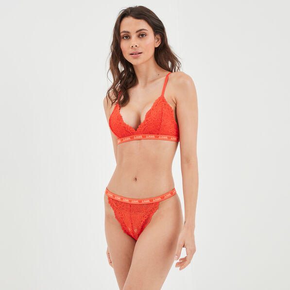 soutien gorge triangle dentelle padded orange fonce femme Soutien gorge triangle dentelle padded orange foncé femme