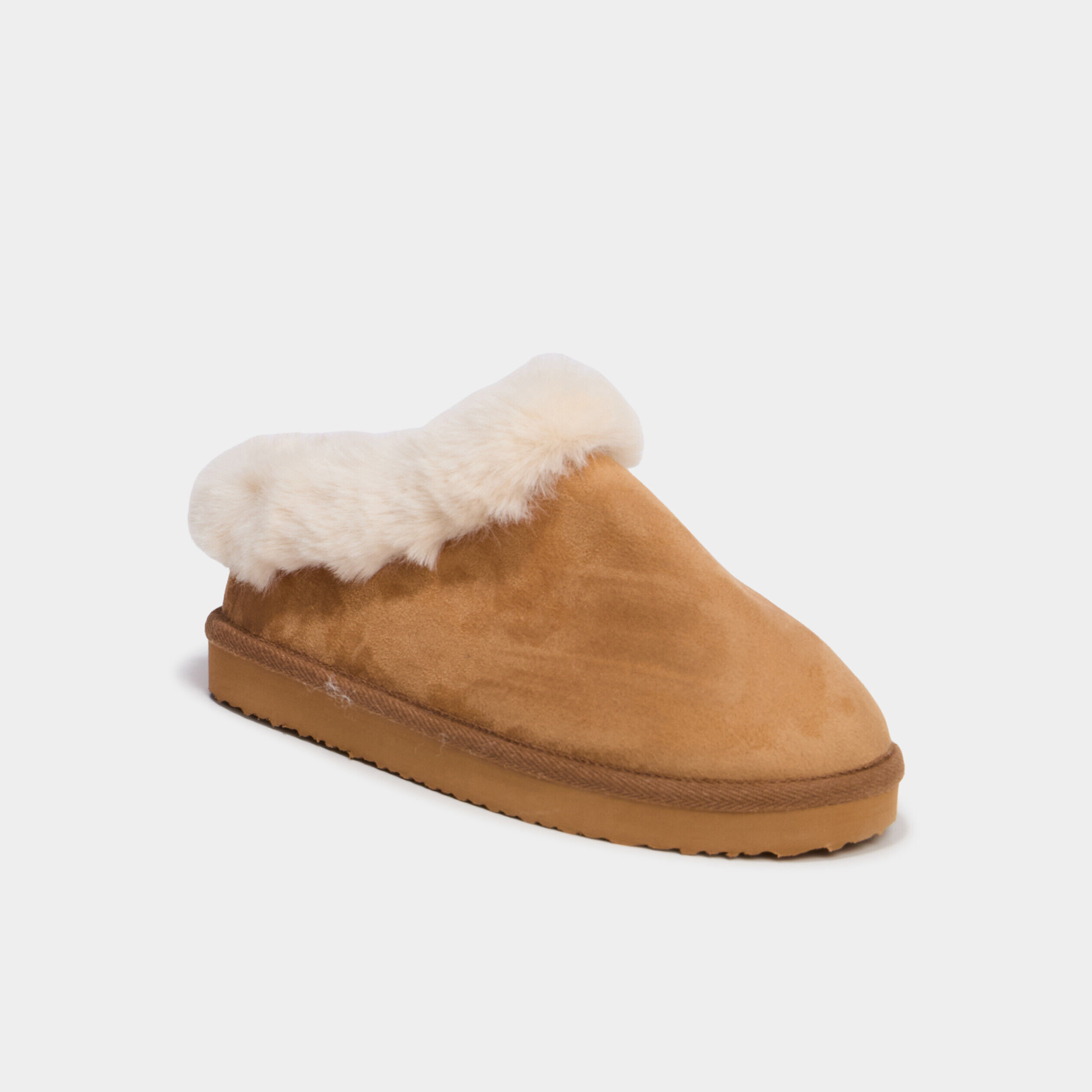 Chaussons mules fausse fourrure camel femme LH