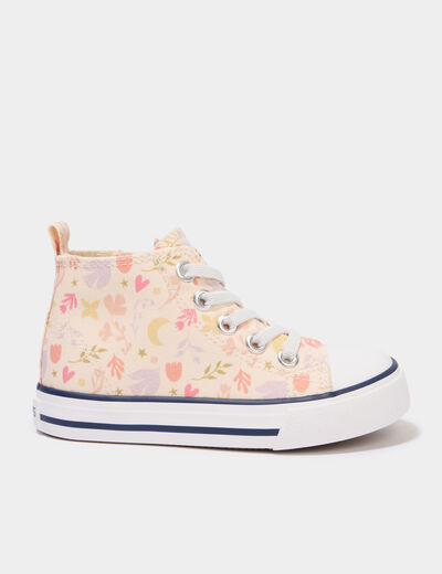 Tennis montantes en toile bout renforc&eacute; multicolore fille