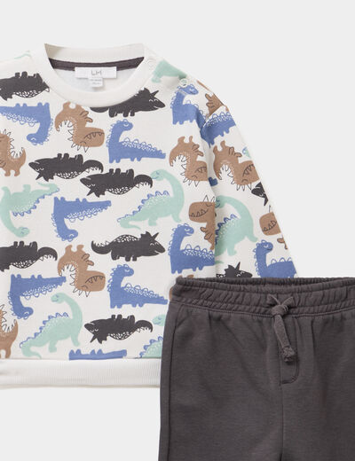 Ensemble de jogging 2 pi&egrave;ces ecru b&eacute;b&eacute; gar&ccedil;on