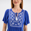 Robe courte buste brodé bleu roi femme