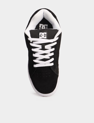Tennis basses en cuir &agrave; lacets noir homme