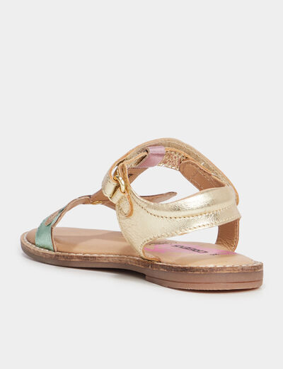 Sandales papillons en cuir multicolore fille