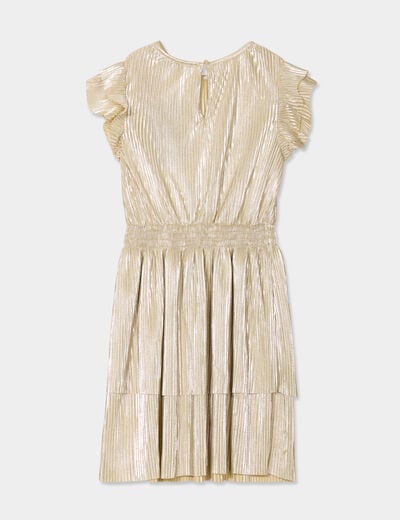 Robe courte métallisée plissée couleur argent fille