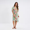 Robe asymétrique midi manches courtes blanc femme