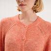 Gilet cardigan col rond boutonn&eacute; rose corail femme