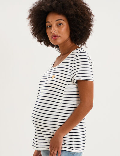 T-shirt allaitement manches courtes ecru femme maternit&eacute;