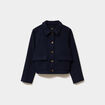 Blouson boutonn&eacute; 2 poches bleu fonc&eacute; femme