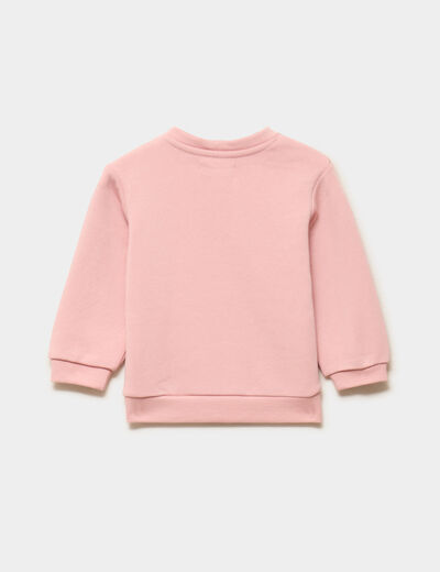 Lot 2 sweats &eacute;paules boutonn&eacute;es rose poudr&eacute;e b&eacute;b&eacute; fille