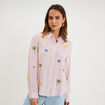 Chemise brod&eacute;e manches longues rouge femme
