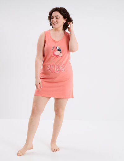 Chemise de nuit courte sans manches vieux rose femme grande taille
