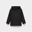 Blouson d&eacute;perlant fourr&eacute; &agrave; capuche noir gar&ccedil;on