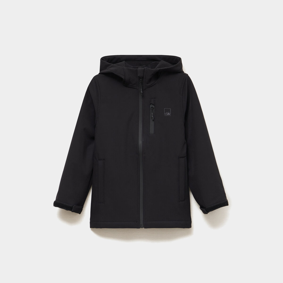 Blouson d&eacute;perlant fourr&eacute; &agrave; capuche noir gar&ccedil;on