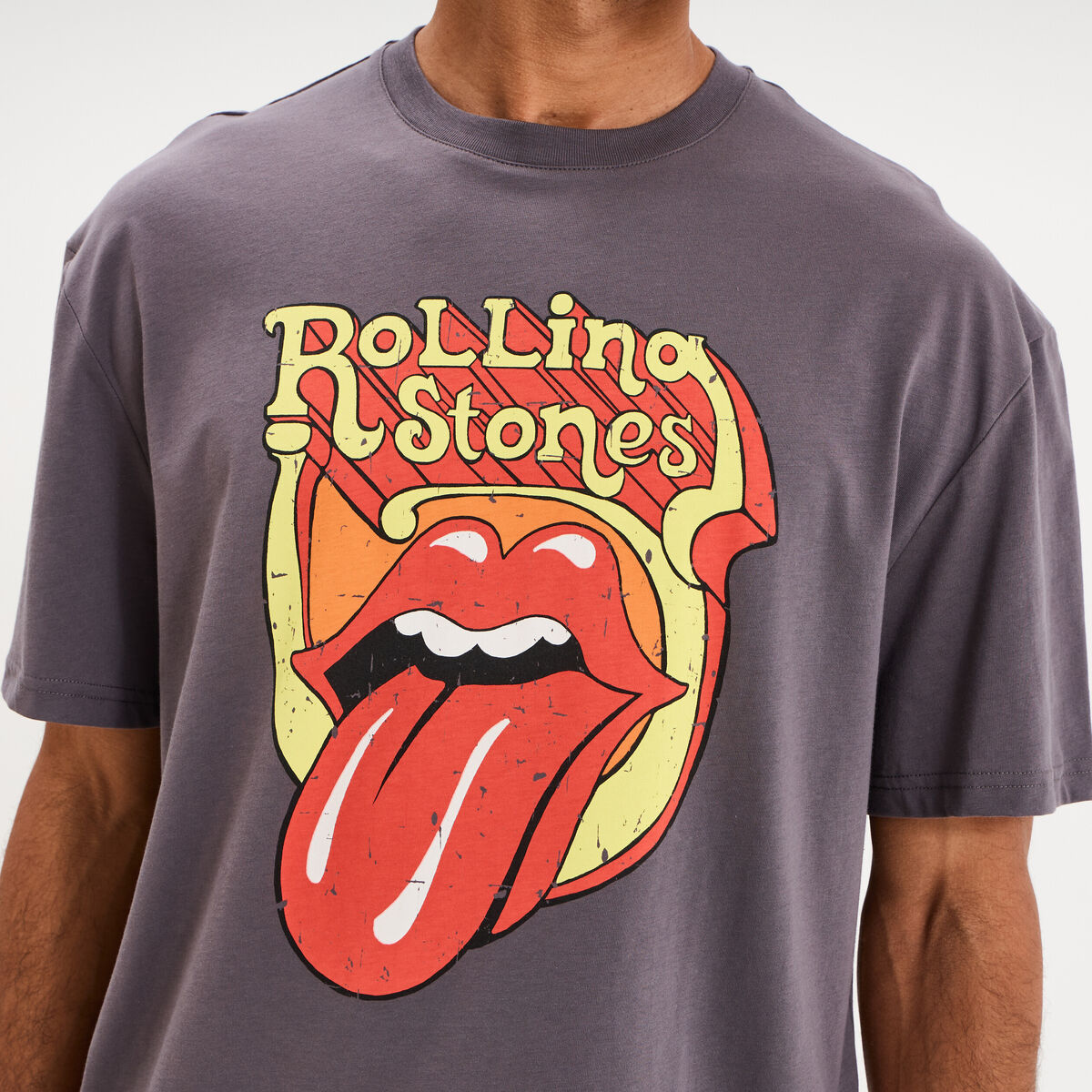 T-shirt manches courtes Rolling Stones gris homme