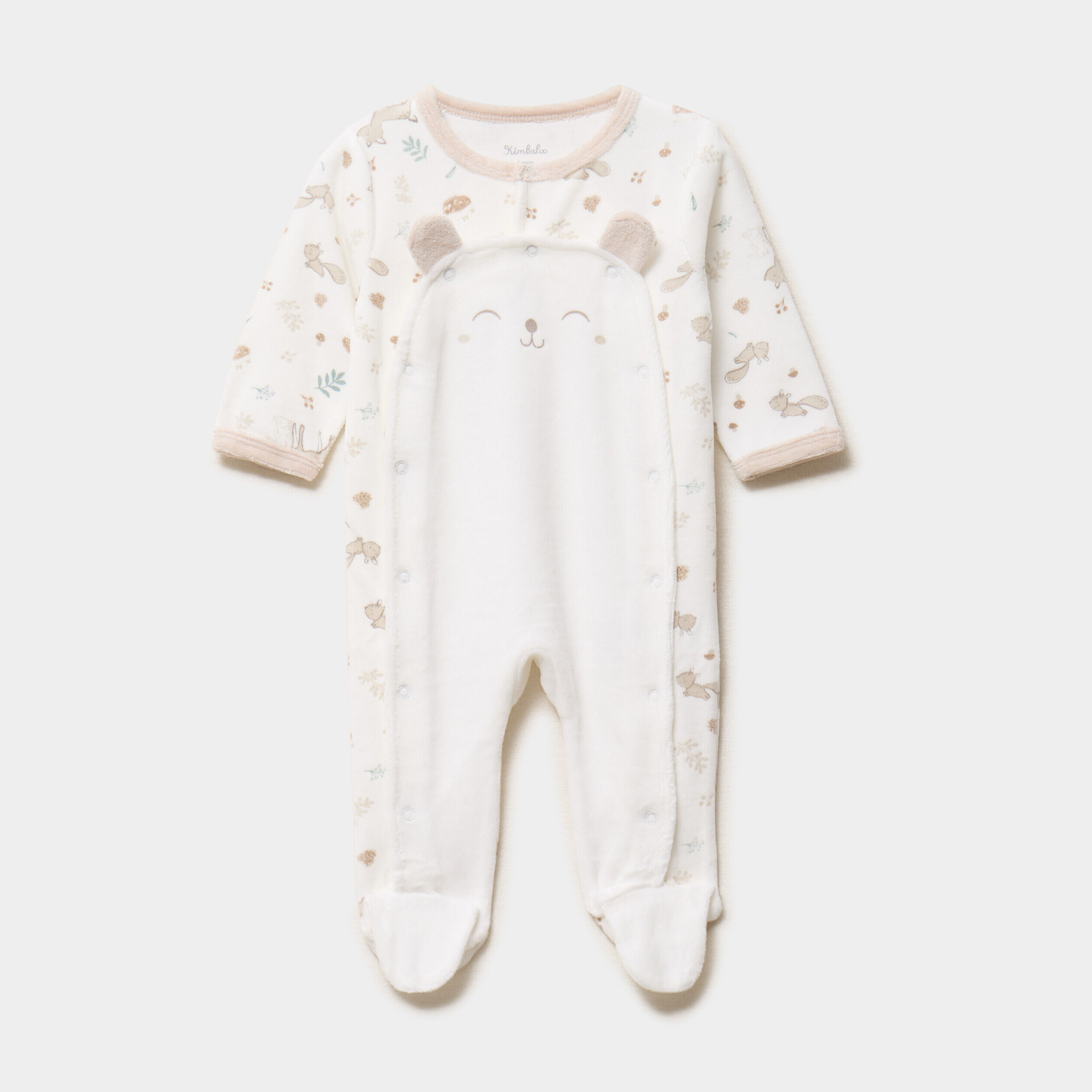 Dors-bien effet velours manches longues blanc bébé