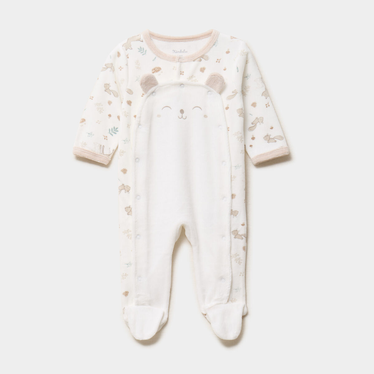 Dors-bien effet velours manches longues blanc b&eacute;b&eacute;