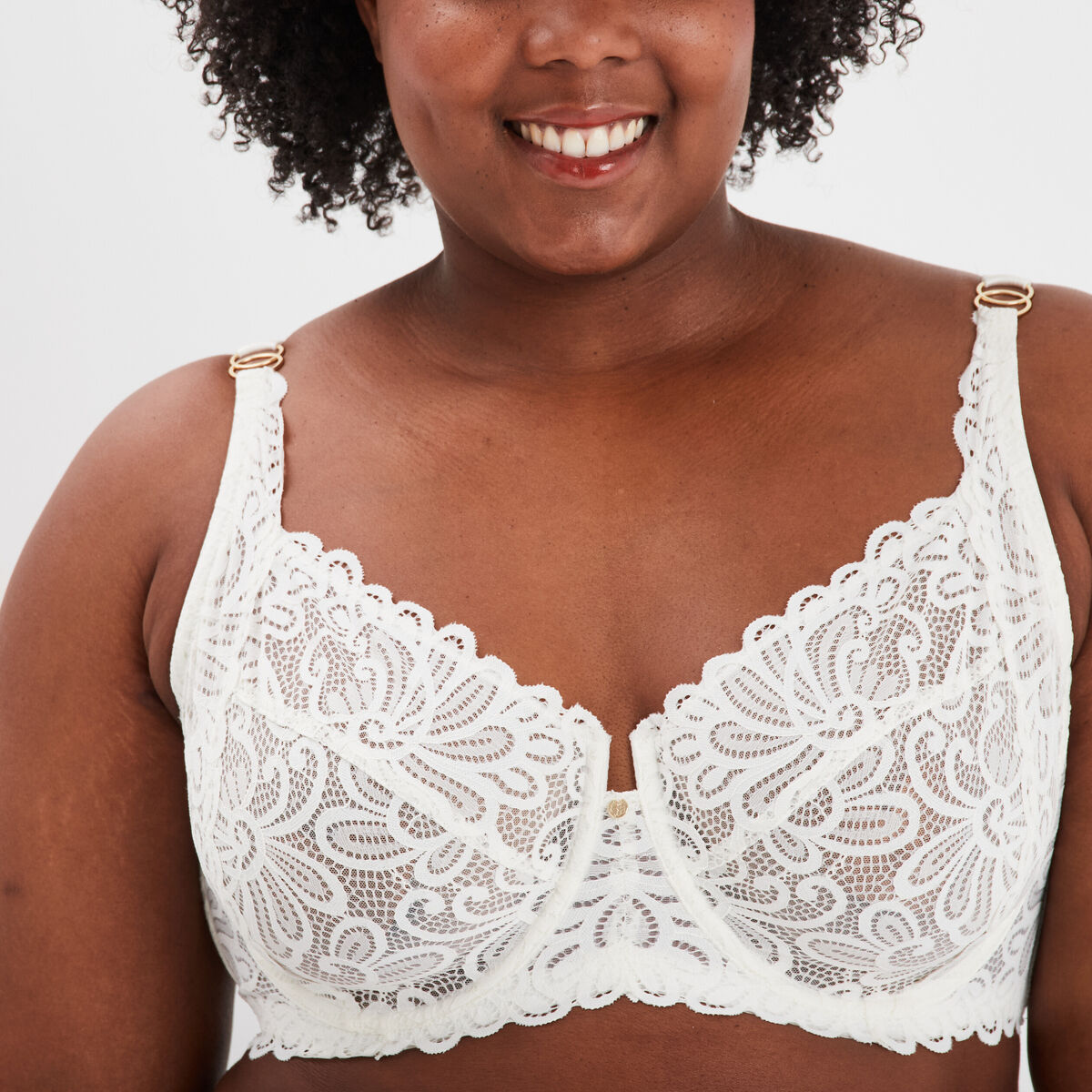 Soutien-gorge emboîtant dentelle blanc femme grande taille