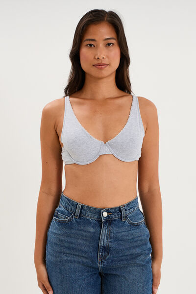 Soutien-gorge foulard coton majoritaire gris clair femme